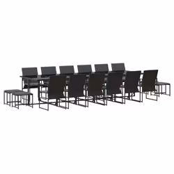 vidaXL Set da Pranzo per Giardino 17 pcs Nero Acciaio - Vista aggiuntiva 2