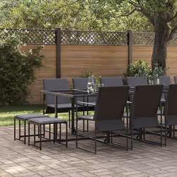 vidaXL Set da Pranzo per Giardino 17 pcs Nero Acciaio - Vista aggiuntiva 3