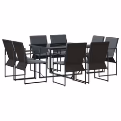 vidaXL Set da Pranzo per Giardino 9 pcs Nero Acciaio - Vista aggiuntiva 2