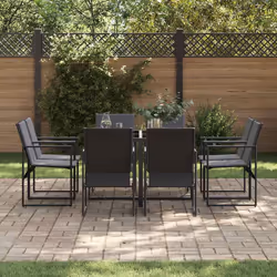 vidaXL Set da Pranzo per Giardino 9 pcs Nero Acciaio - Vista aggiuntiva 3