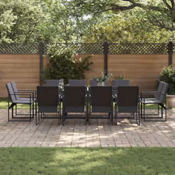 vidaXL Set da Pranzo per Giardino 13 pcs Nero Acciaio - Vista aggiuntiva 3