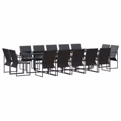 vidaXL Set da Pranzo per Giardino 15 pcs Nero Acciaio - Vista aggiuntiva 2
