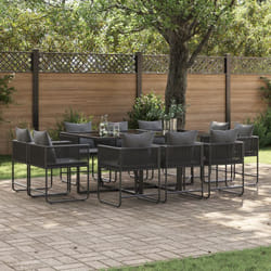 Set da pranzo da giardino 13 pezzi con cuscini in acciaio e rattan sintetico Vidaxl