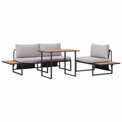 vidaXL Set da Pranzo per Giardino 3 pcs Grigio chiaro Acciaio - Vista aggiuntiva 2