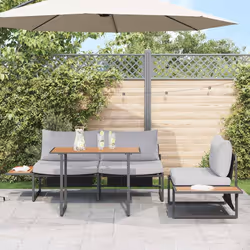 vidaXL Set da Pranzo per Giardino 3 pcs Grigio chiaro Acciaio - Vista aggiuntiva 3