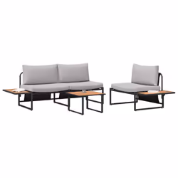 vidaXL Set da Pranzo per Giardino 3 pcs Grigio chiaro Acciaio - Vista aggiuntiva 3