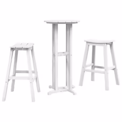 vidaXL Set Bar da Giardino 3 pcs Bianco HDPE - Vista aggiuntiva 2