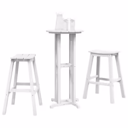 vidaXL Set Bar da Giardino 3 pcs Bianco HDPE - Vista aggiuntiva 3