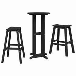 vidaXL Set Bar da Giardino 3 pcs Nero HDPE - Vista aggiuntiva 2