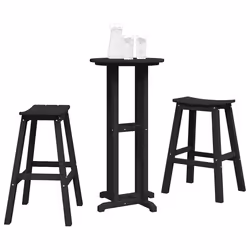 vidaXL Set Bar da Giardino 3 pcs Nero HDPE - Vista aggiuntiva 3