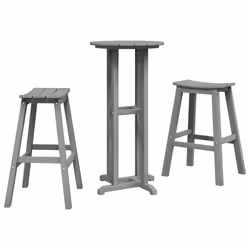 vidaXL Set Bar da Giardino 3 pcs Grigio chiaro HDPE - Vista aggiuntiva 2