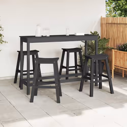 vidaXL Set Bar da Giardino 4 pcs Nero HDPE - Vista aggiuntiva 3