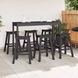 vidaXL Set Bar da Giardino 6 pcs Nero HDPE - Vista aggiuntiva 3