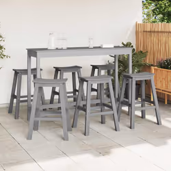 vidaXL Set Bar da Giardino 6 pcs Grigio chiaro HDPE - Vista aggiuntiva 3