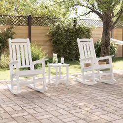 vidaXL Sedia a dondolo da giardino 2 pcs Bianco 70 x 92 x 108cm - Vista aggiuntiva 3
