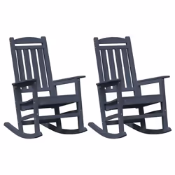 vidaXL Sedia a dondolo da giardino 2 pcs Navy 70 x 92 x 108cm Plastica - Vista aggiuntiva 2