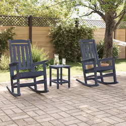 vidaXL Sedia a dondolo da giardino 2 pcs Navy 70 x 92 x 108cm Plastica - Vista aggiuntiva 3