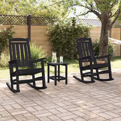 vidaXL Sedia a dondolo da giardino 2 pcs Nero 70 x 92 x 108cm Plastica - Vista aggiuntiva 3