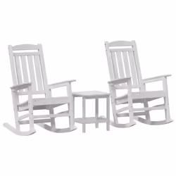 vidaXL Sedia a dondolo da giardino 3 pcs Bianco 38 x 38 x 46cm - Vista aggiuntiva 2