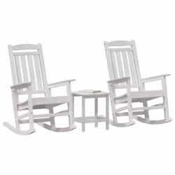 vidaXL Sedia a dondolo da giardino 3 pcs Bianco 38 x 38 x 46cm - Vista aggiuntiva 3