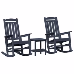 vidaXL Sedia a dondolo da giardino 3 pcs Navy 38 x 38 x 46cm Plastica - Vista aggiuntiva 2