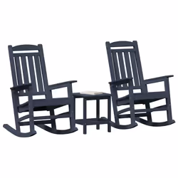 vidaXL Sedia a dondolo da giardino 3 pcs Navy 38 x 38 x 46cm Plastica - Vista aggiuntiva 3