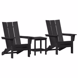 vidaXL Mobili da lounge da giardino 3 pcs Nero 38 x 38 x 46cm Plastica - Vista aggiuntiva 2