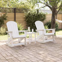 vidaXL Sdraio Rocking Adirondack 2 pcs Bianco HDPE - Vista aggiuntiva 3