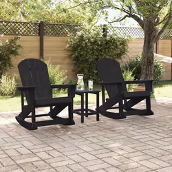 vidaXL Sdraio Rocking Adirondack 2 pcs Nero HDPE - Vista aggiuntiva 3