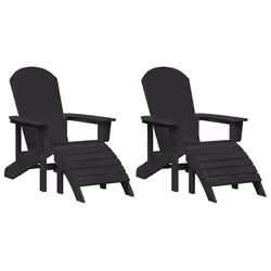 vidaXL Mobili da lounge da giardino 2 pcs Nero 74 x 82 x 90cm Plastica - Vista aggiuntiva 2