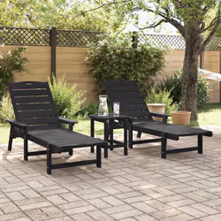 vidaXL Mobili da lounge da giardino 2 pcs Nero 53 x 195.5 x 30cm - Vista aggiuntiva 3