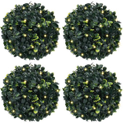 Sfere di Bosso Artificiale con Luci led 4 pz Verdi 12 cm Vidaxl 693374