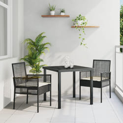 Sedia da giardino vidaXL 2 pezzi con cuscini Nero in Polyrattan