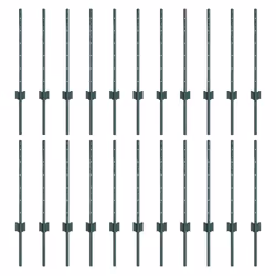 vidaXL Pali per Recinzione 22 pcs Verde 100 cm Acciaio - Vista aggiuntiva 2