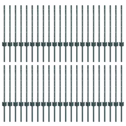 vidaXL Pali per Recinzione 44 pcs Verde 100 cm Acciaio - Vista aggiuntiva 2