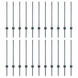 vidaXL Pali per Recinzione 22 pcs Verde 120 cm Acciaio - Vista aggiuntiva 2