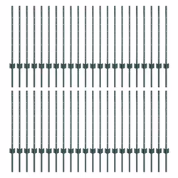 vidaXL Pali per Recinzione 44 pcs Verde 120 cm Acciaio - Vista aggiuntiva 2