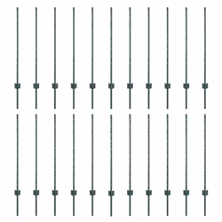 vidaXL Pali per Recinzione 22 pcs Verde 140 cm Acciaio - Vista aggiuntiva 2