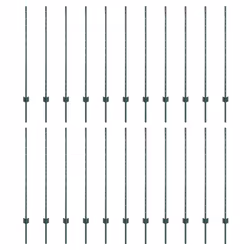 vidaXL Pali per Recinzione 22 pcs Verde 160 cm Acciaio - Vista aggiuntiva 2