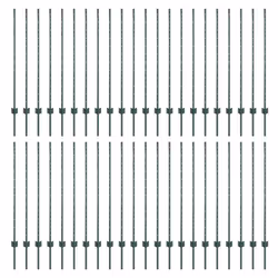 vidaXL Pali per Recinzione 44 pcs Verde 160 cm Acciaio - Vista aggiuntiva 2