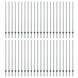 vidaXL Pali per Recinzione 44 pcs Verde 200 cm Acciaio - Vista aggiuntiva 2