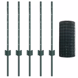 vidaXL Recinzione con pali. Verde 0.6 x 10 m Acciaio - Vista aggiuntiva 2