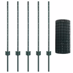 vidaXL Recinzione con pali. Verde 0.8 x 10 m Acciaio - Vista aggiuntiva 2