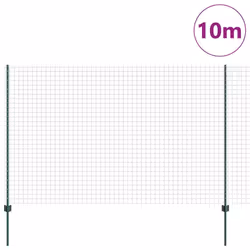vidaXL Recinzione con pali. Verde 1.5 x 10 m Acciaio - Vista aggiuntiva 3