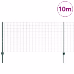 vidaXL Recinzione con pali. Verde 1 x 10 m Acciaio - Vista aggiuntiva 3