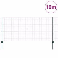 vidaXL Recinzione con pali. Verde 1 x 10 m Acciaio - Vista aggiuntiva 3