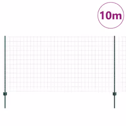 vidaXL Recinzione con pali. Verde 1.2 x 10 m Acciaio - Vista aggiuntiva 3