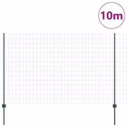 vidaXL Recinzione con pali. Verde 1.5 x 10 m Acciaio - Vista aggiuntiva 3