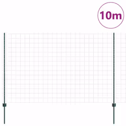 vidaXL Recinzione con pali. Verde 1.5 x 10 m Acciaio - Vista aggiuntiva 3
