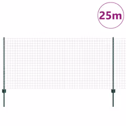 vidaXL Recinzione con pali. Verde 1 x 25 m Acciaio - Vista aggiuntiva 3